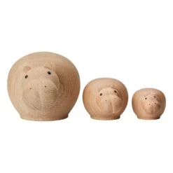 Woud Figurine Hibo Hippopotamus Miniature, Chêne -Magasin De Rénovation Domiciliaire 150027 Hibo hippopotamus exposed 1