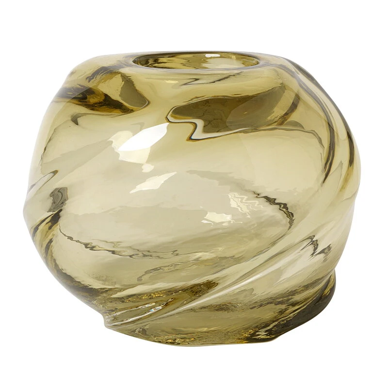 Ferm LIVING Vase Rond Water Swirl, Jaune Clair 3 Ferm LIVING Vase Rond Water Swirl, Jaune Clair