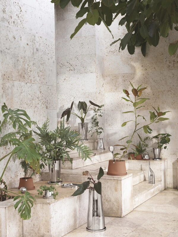 Georg Jensen 3 Pots De Fleurs Et Soucoupe Terra, Terra. 1 - Acier Poli Miroir 4 Georg Jensen 3 Pots De Fleurs Et Soucoupe Terra, Terra. 1 - Acier Poli Miroir – Image 2