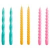 HAY Bougies Long Twist, Lot De 6, Vert Aqua - Jaune Chaud - Rose -Magasin De Rénovation Domiciliaire HA542210